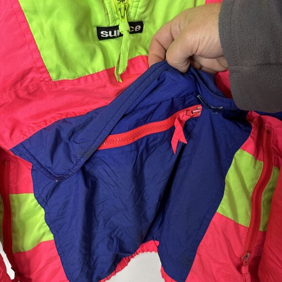 Vintage Sunice 80s 90s Neon Anorak Ski Jacket Colorful Bright Snowboard Woman M - Picture 8 of 9